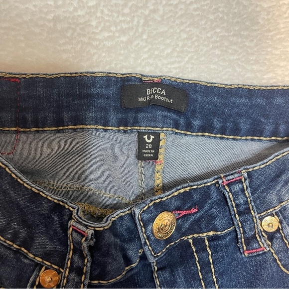 True Religion Becca Mid Rise Bootcut Jeans Pink Stitch Women's 28 - Picture 4 of 11